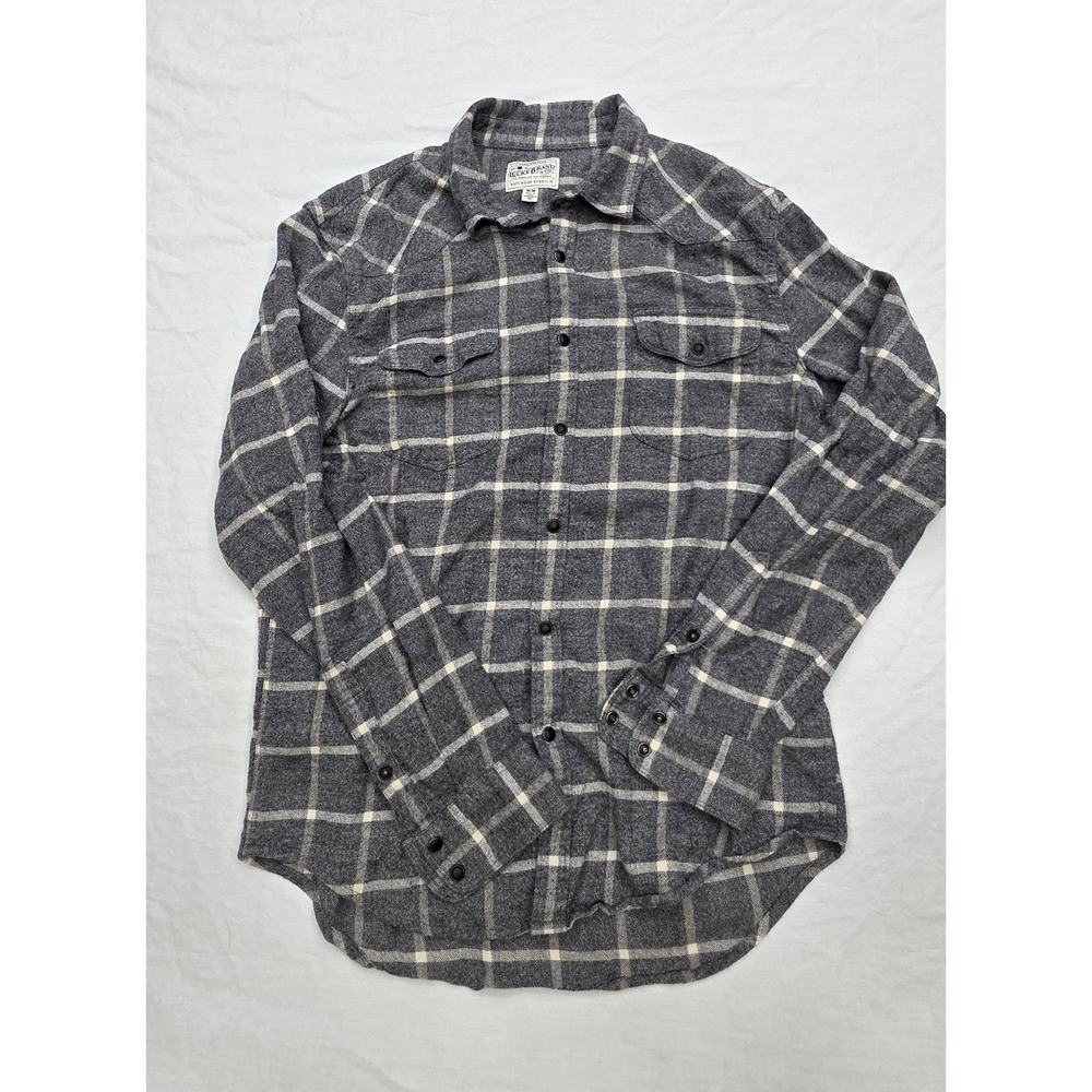 Lucky Brand Saturday‎ Stretch Gray Flannel Snap Button Men's Shirt Size Medium